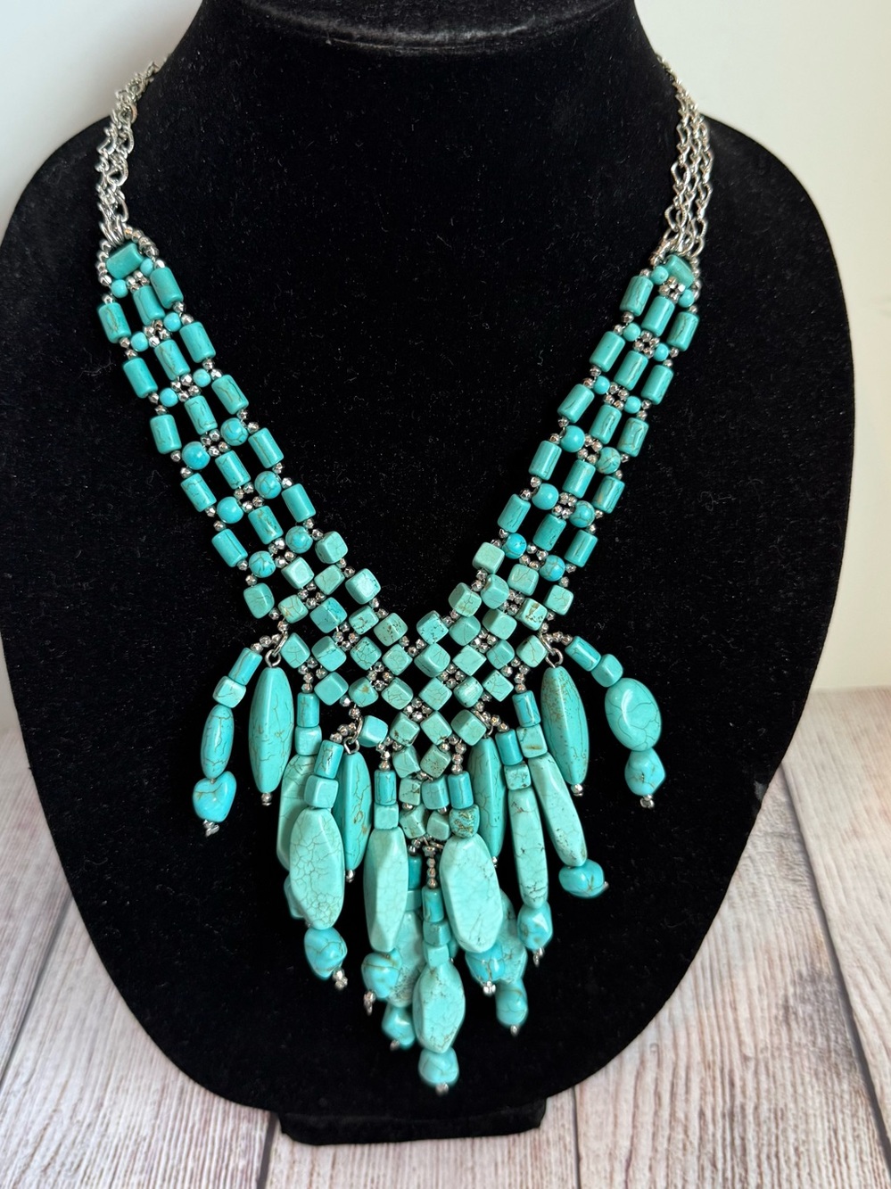 CHICO’S Turquoise Gemstone Multi Strand Necklace